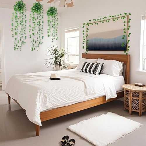 24 Pack Artificial Ivy Garland, 168 Ft Fake Vines Hanging Plants for Room Decor, 72 Leaves Aesthetic Faux Greenery Garland Pothos Leaf with Strengthened Joint Prevent Leaves Falling Off for Wall Decor - Image 6