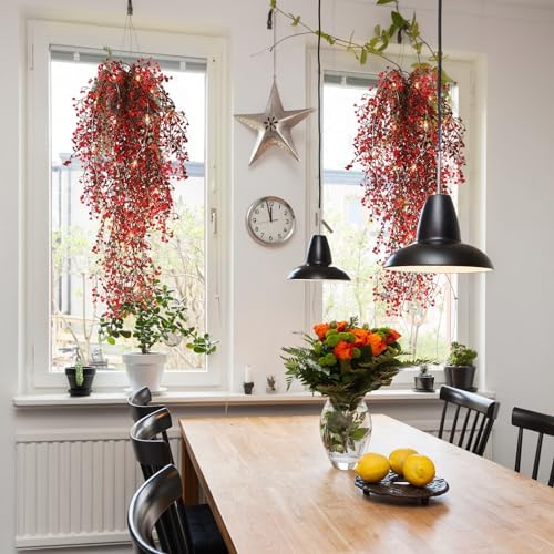 RECUTMS Artificial Hanging Plants with Lights,4 Pcs Fake Hanging Ferns - Image 4