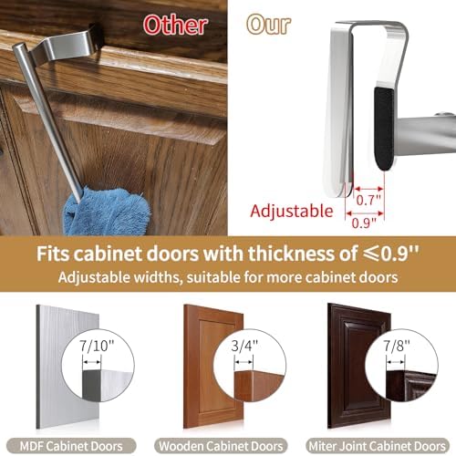 STWWO Brushed Over Cabinet Towel Holder for Kitchen Cabinet Doors, 2 Pack - Image 3