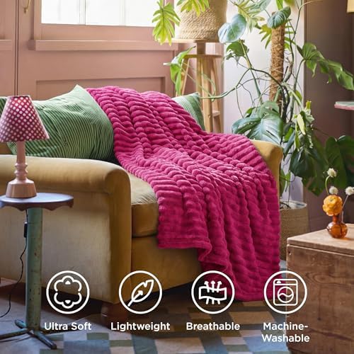 Bedsure Soft Hot Pink Throw Blanket for Couch Decor Gifts 50"x70" - Image 5