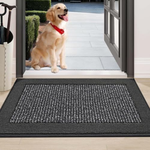 BEQHAUSE Indoor Door Mat 24" x 36", Dirt Trapper Door Mats, Charcoal by BEQHAUSE