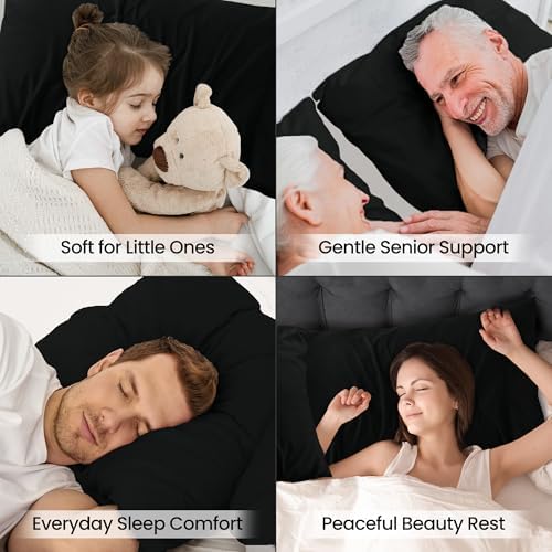 Pillow Covers Queen Size Set of 4, Soft and Comfy Pillow Cases, Black - Image 6
