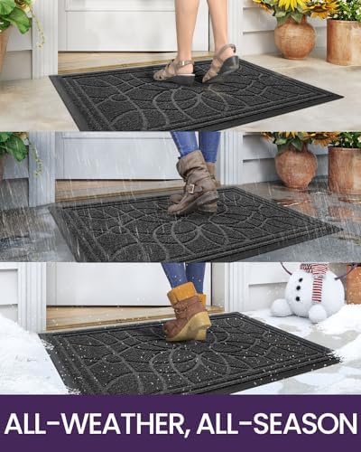 DEXI Front Door Mat Outside Entrance 17x30, Heavy Duty Non Slip, Grey - Image 6