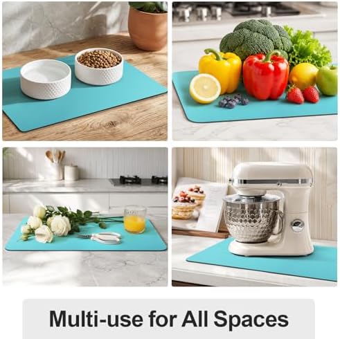 Ecotrim - Dish Drying Mat for Kitchen Counter | Coffee Bar Mat for Countertops | Heat Resistant Drainer Mat with Non-slip Rubber Backed | Hide Stain Kitchen Absorbent Draining Mat | Turquoise 18"x28" - Image 6
