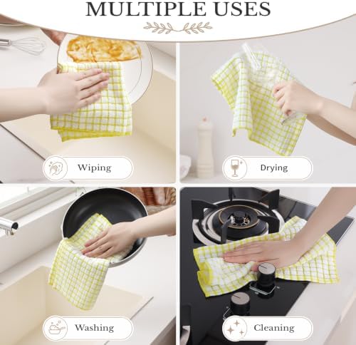 Homaxy 8 Pack Terry Kitchen Dish Cloths, 12"x12", Yellow - Image 5