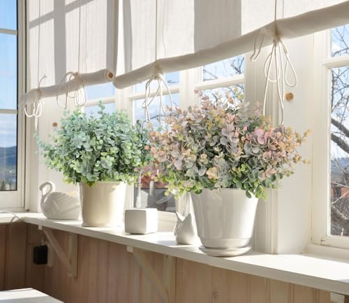 RECUTMS 20 Bundles Artificial Eucalyptus Plant Boxwood Stem 13In Dusty Pink - Image 2