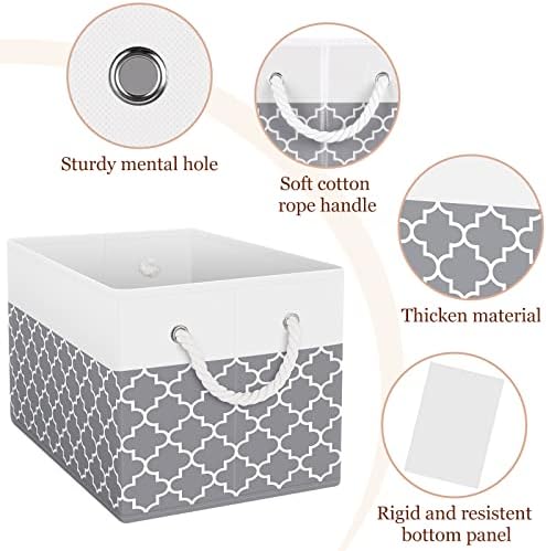 Fab totes Storage Bins 8-Pack, Foldable Storage Baskets for Organizing Toys, Books, Shelves, Closet, Large Storage Box with Rope Handles, Sturdy Organizer Bins,Clover Grey - Image 3