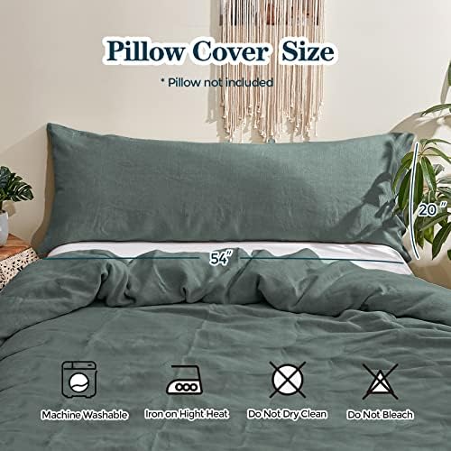 Simple&Opulence Body Pillow Cover 20" x 54",100% Pure Linen, Ultra Soft and Breathable, Body Pillowcase with Envelope Closure for Adults(Greyish Green) - Image 4