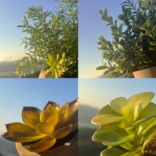 4 Pack Small Fake Plants in Pulp Pot for Home Decor - Image 3