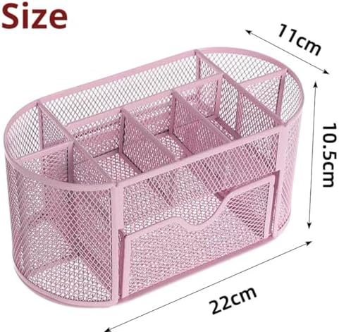 Wire Mesh Desk Organizer, Pink Pen Holder and Desk Organizer with Compartments, Desk Drawer Organizers and Accessories for Office School Home Supplies Teacher Students - Image 3