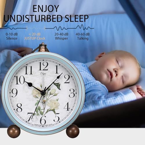Maxspace 5.2in Desk Clock, Retro Silent Analog Clock Non-Ticking & Battery Operated with Quartz Movement,Clock Decor for Bedroom Living Room - Image 3