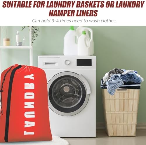 Isink Heavy Duty Laundry Bag with Strap,2 Pack Travel Laundry Bags for Dirty Clothes,24" x 36" Large Laundry Bag for Traveling,Camping,Dorm (Black + Red) - Image 5