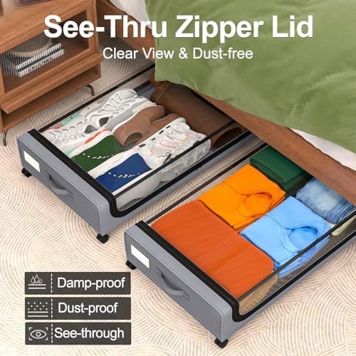 GoMaihe Under Bed Storage with Wheels 70L Grey 2-Pack - Image 5