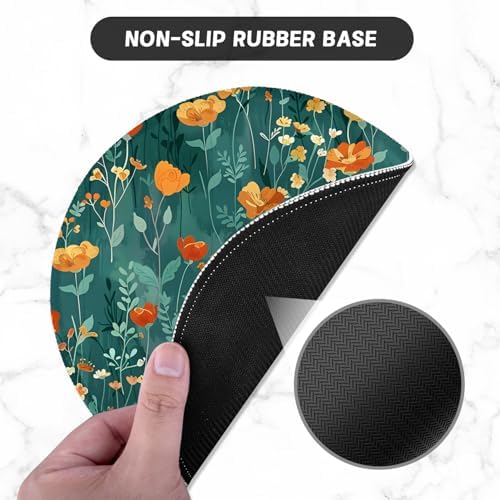 ITNRSIIET Round Mouse Pad with Stitched Edge Premium-Textured Waterproof Non-Slip Rubber Base Desktop Protection Mat Diameter 8.7 inches, Beautiful Flowers - Image 3