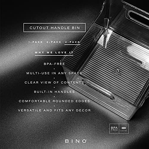 BINO | Plastic Storage Bins - 4 Pack | THE LODGE COLLECTION | Clear Storage | Containers for Organizing with Handles | Pantry Kitchen Organization | Fridge Organizer | Bathroom | Shelves Cabinet - Image 2