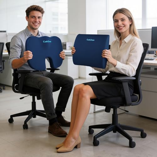 CushZone X-Large Seat Cushion and Lumbar Support Pillow for Office, Blue - Image 4
