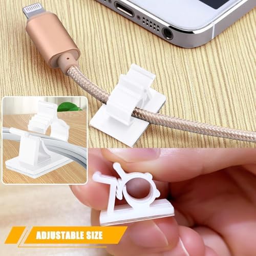 Viaky 30Pcs Self-Adhesive Cable Clips White,Adjustable Cable Organizer Clip - Image 3