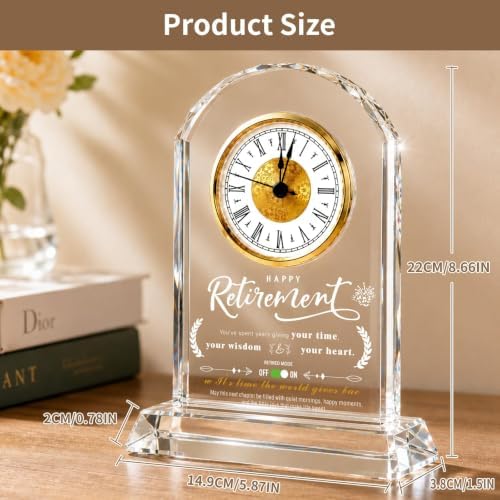 Retirement Gifts for Men, Crystal Quartz Desk Clock Keepsake Gift - Image 6