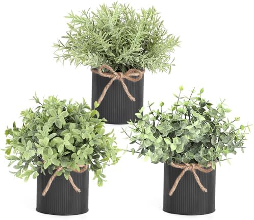 Mkono Small Fake Plants, 3 Pack Faux Plants for Farmhouse Home Decor Indoor by Mkono