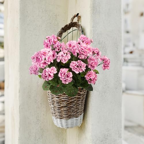 4PCS Fake Flower Artificial Geranium,Artificial Flowers for Outdoors, Geraniums Artificial Flowers Realistic,Artificial Geraniums for Outdoors Fake Plant Decoration((Pink) 14.4" - Image 5