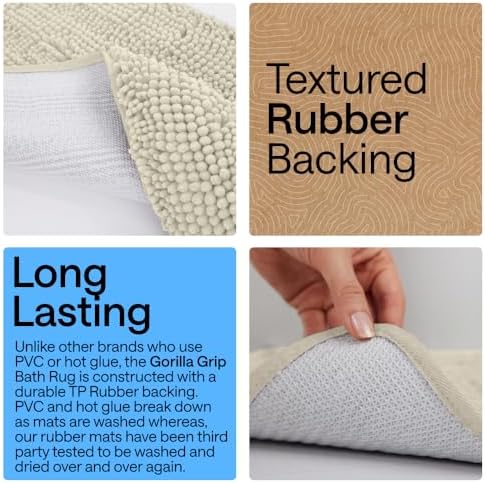 GORILLA GRIP Bath Rug Mat for Bathroom, Thick Chenille, 24x17 Dusty Cloud - Image 3
