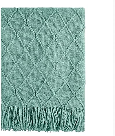 BOURINA Dark Cyan Throw Blanket 50x60 Inch Knitted Soft Throw Sofa Blanket by BOURINA