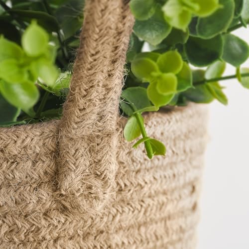 Dahey 2 Pack Woven Hanging Wall Basket 6.5"W×7"H with Artificial Eucalyptus - Image 4