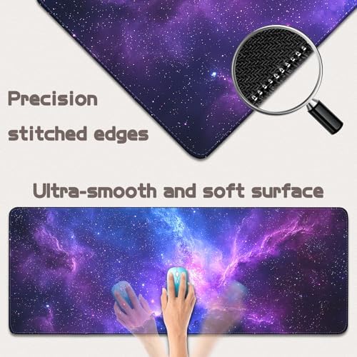 Mouse Pad Gaming - Desk Mat for Keyboard and Mouse - Galaxy Space Large Mouse Pad for Desk, Mousepad (31.5 x 11.8inch) with Non-Slip Base, Desks Pad Mat for Gaming, Office and Home - Image 3