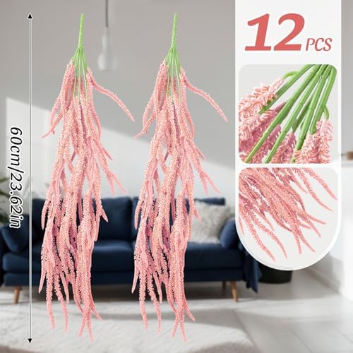 Suncalla 12 Pcs Amaranthus Artificial Flower,Pink,24 Inch - Image 3