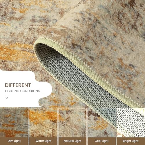 2x6 Beige Rug Runners for Hallways Kitchen Runner Rug Non Slip Washable Tan Long Runner Rugs with Rubber Backing Soft Abstract Carpet Runner for Bedroom, Kitchen, Bathroom, Entryway - Image 7