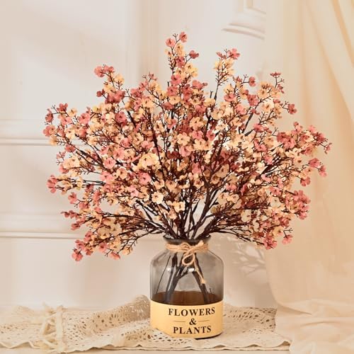 15Pcs Fall Flowers, Real Touch Babys Breath Artificial Flowers, Beige Brown by Yastouay