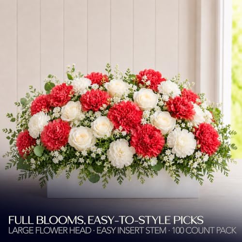 Royal Imports Carnation Artificial Flowers for Weddings – Red 100pk - Image 4