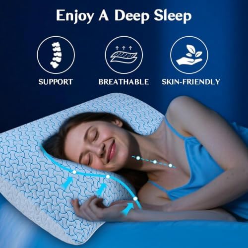SUPA MODERN Shredded Memory Foam Pillows Queen Size Set of 2, Cooling Bed Pillow for Sleeping for Hot Sleepers, Adjustable Pilllows for Side Back and Stomach Sleepers, Neck & Shoulder Comfort Support - Image 5