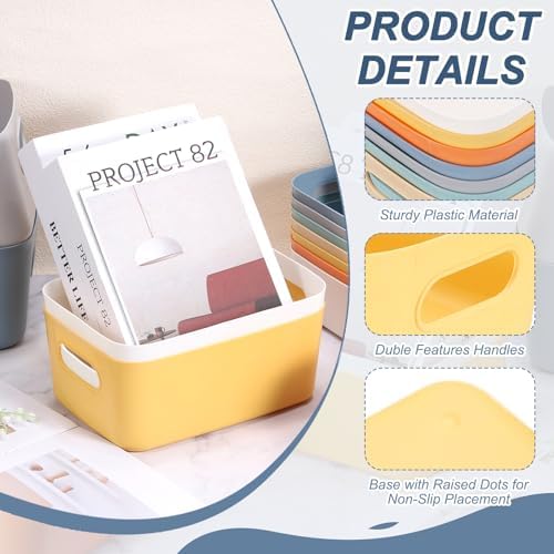 uxcell 4Pcs Yellow Plastic Storage Bins 9.6"x6.6"x3.9" Pantry Organizer - Image 3