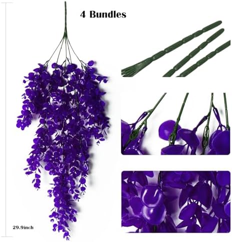 RECUTMS 4 Pcs 29.9 Inch Artificial Hanging Eucalyptus Leaf Plants - Image 2