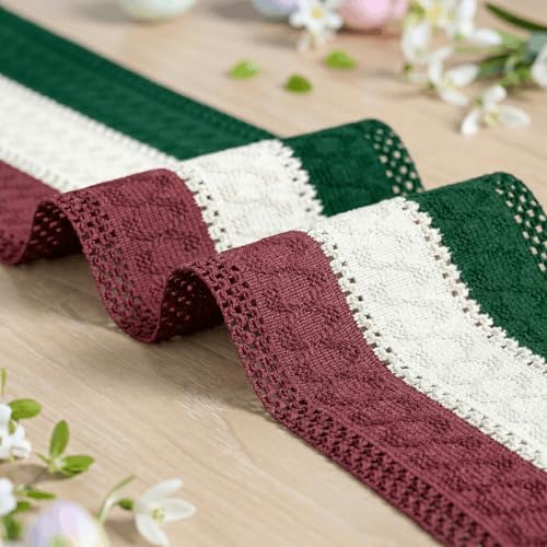 Artoid Mode Green Beige Red Farmhouse Rustic Table Runner 12x60 Inch - Image 6