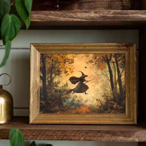 Halloween Room Decor Wall Art Prints, Vintage Witch Posters Decor, Fall Aesthetic Halloween Pictures Wall Decor for Bedroom, Horror Spooky Painting Vintage Witch Wall Art - 8"x10" Unframed - Image 2