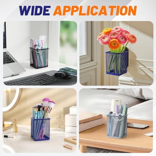 Segarty Pen Cup, 3 Pack Assorted Colors Square Pen Holder for Desk, Wire Mesh Pencil Cups Holder Desktop Accessories Organizer for Office Supplies, School, Home, Makeup Brush (Black Silver Purple) - Image 6