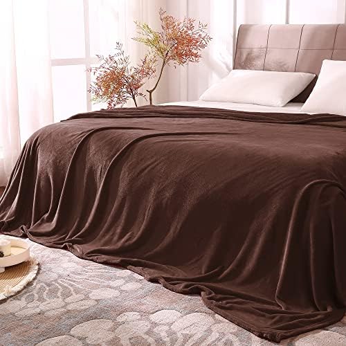 BEDELITE Fleece Blanket Soft Plush King Size Bed Blanket Brown 108"x90" by BEDELITE