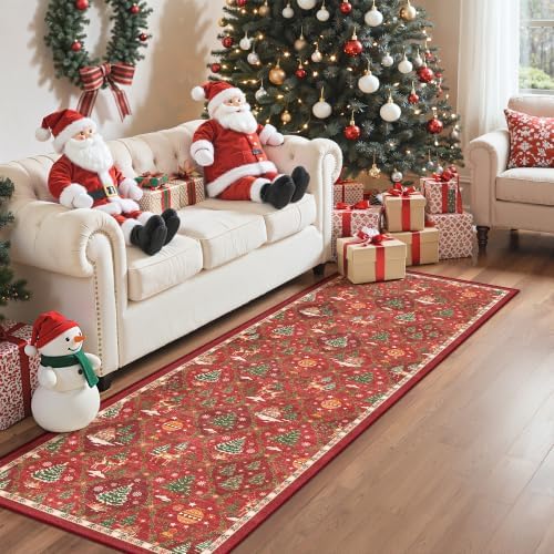Madane Washable Christmas Runner Rug 2x6 - Red Rug Runners for Hallways - Image 3
