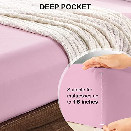 FreshCulture Twin Fitted Sheet - Hotel Quality - Ultra Soft & Breathable - Brushed Microfiber - Deep Pocket - Cooling Fitted Sheet for Twin Size Bed (Dusty Pink) - Image 4