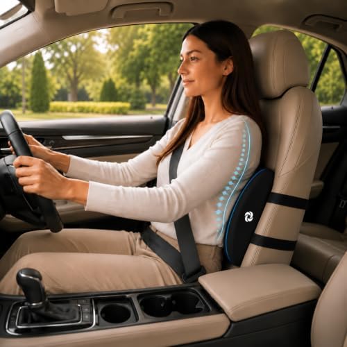 Samsonite Lumbar Support Pillow for Office Chair and Car Seat, Perfectly Balanced Memory Foam, Versatile Use Lower Back Cushion, Black Plush - Image 3