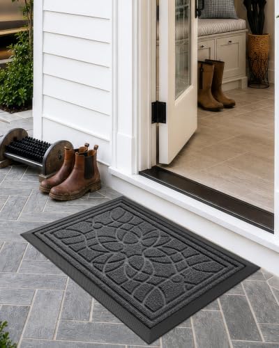 DEXI Front Door Mat Outside Entrance 17x30, Heavy Duty Non Slip, Grey - Image 2