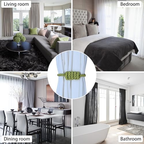 BEL AVENIR Magnetic Curtain Tiebacks 6 Pack Hand-Woven Curtain Ties - Image 5