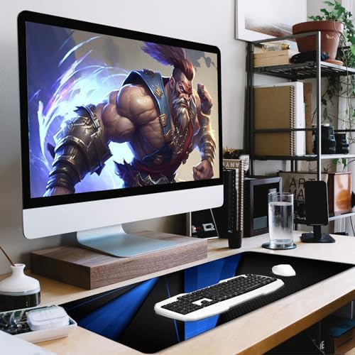 Desk Pad Large Gaming Mouse Pad Extended Keyboard Mouse Mat, Black Blue - Image 6