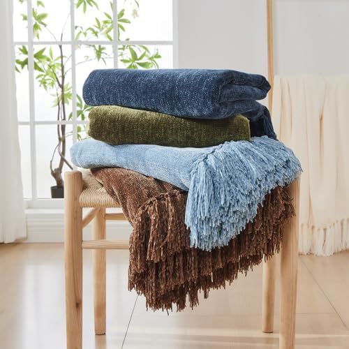 CozeCube Chenille Throw Blanket, Dark Brown Fringe Blanket, 60"X80" - Image 7