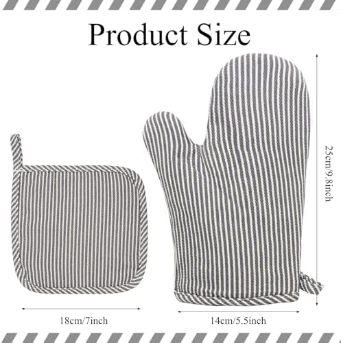4 Pcs Oven Mitts and Pot Holders Heat Resistant Oven Mitts Sets Non Slip Oven Mitt and Pot Holders for Baking Cooking - Image 3