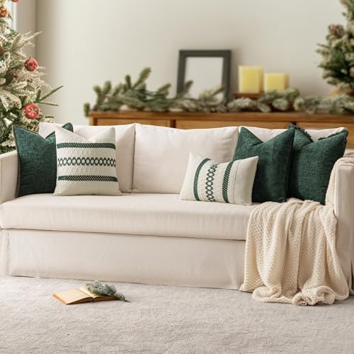 MIULEE Decorative Couch Throw Pillow Covers 16x16 Inch Dark Green 2 Pack - Image 6
