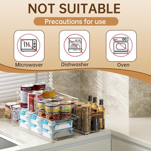 Clear Fridge Organizer, Refrigerator Organizer Bins with Handle, Freezer, Kitchen Cabinet, Pantry Organization, BPA Free Fridge Organizers (12.4 inch 8 Pack) - Image 5
