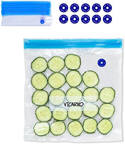 VICARKO 30 PCS Vacuum Zipper Bags Vacuum Sealer Bags 4.3L, 13.5 x 10.5" by VICARKO
